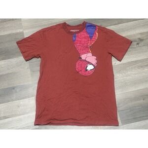 Marvel Our Universe Spider Man Kiss 100% Organic Cotton Burnt Red Tshirt- Size L